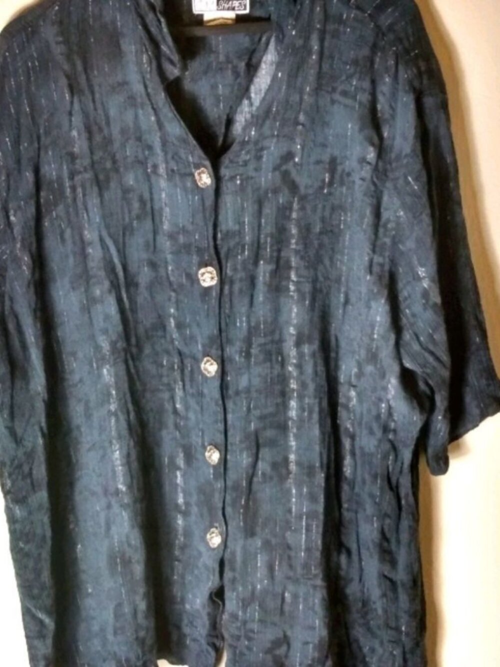 CM Shapes 3X Black Button Down Tunic Top Plus